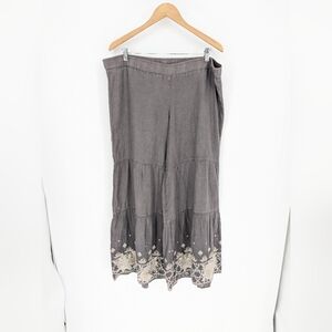 Johnny Was Sienne Wide Leg Tiered Linen Palazzo Pants Gray Womens Size Small